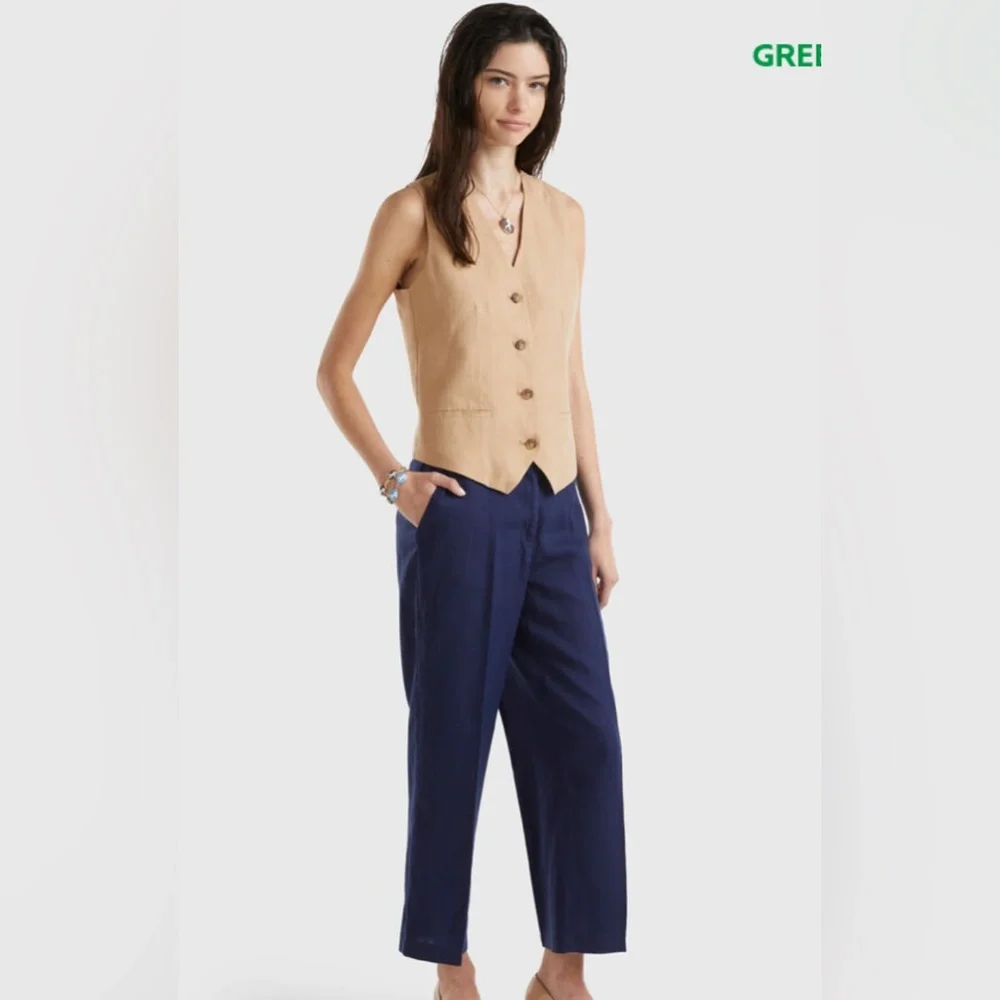 Benetton PURE LINEN VEST L BNWOT - Picture 2 of 4